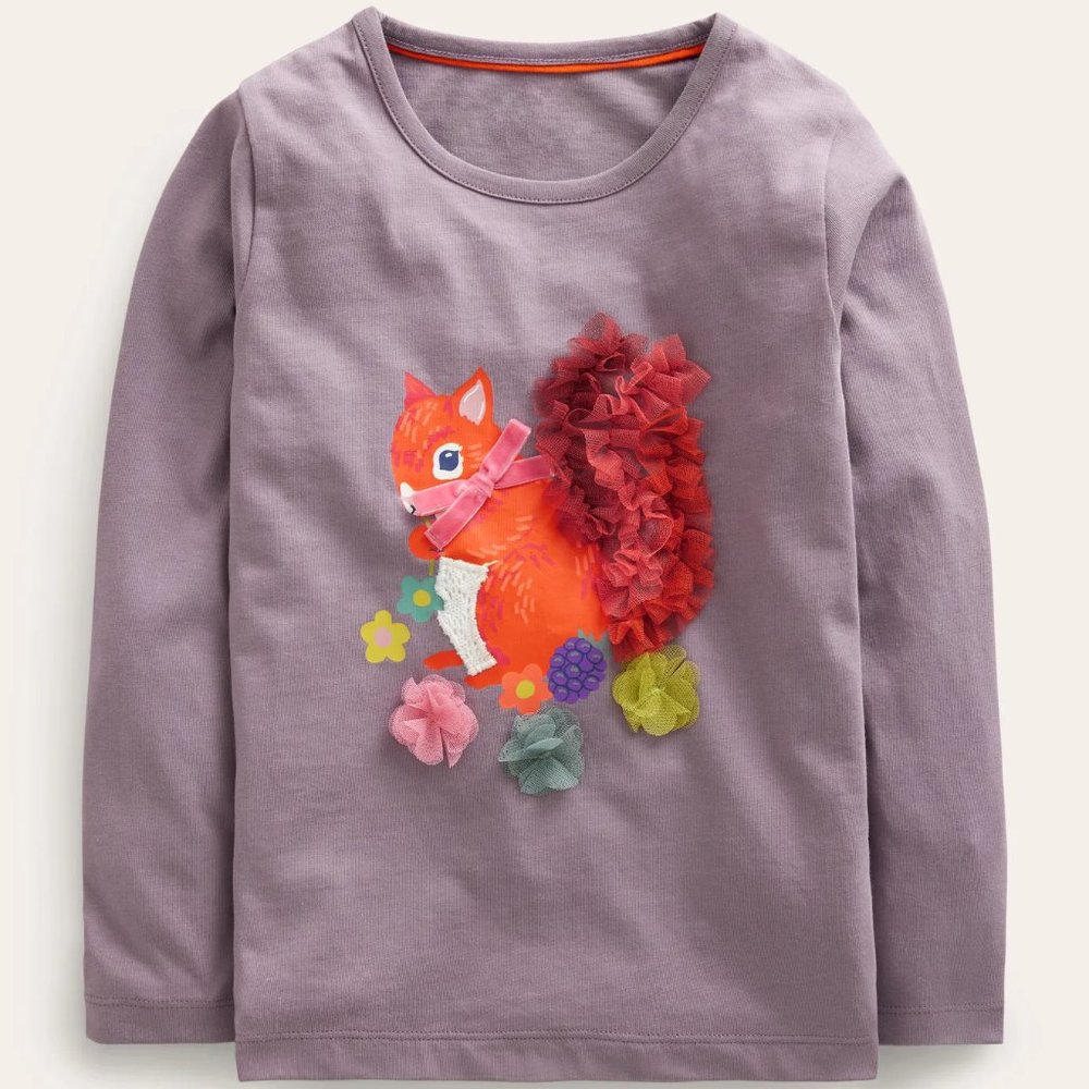 NWT Mini Boden Long Sleeve Applique T-shirt